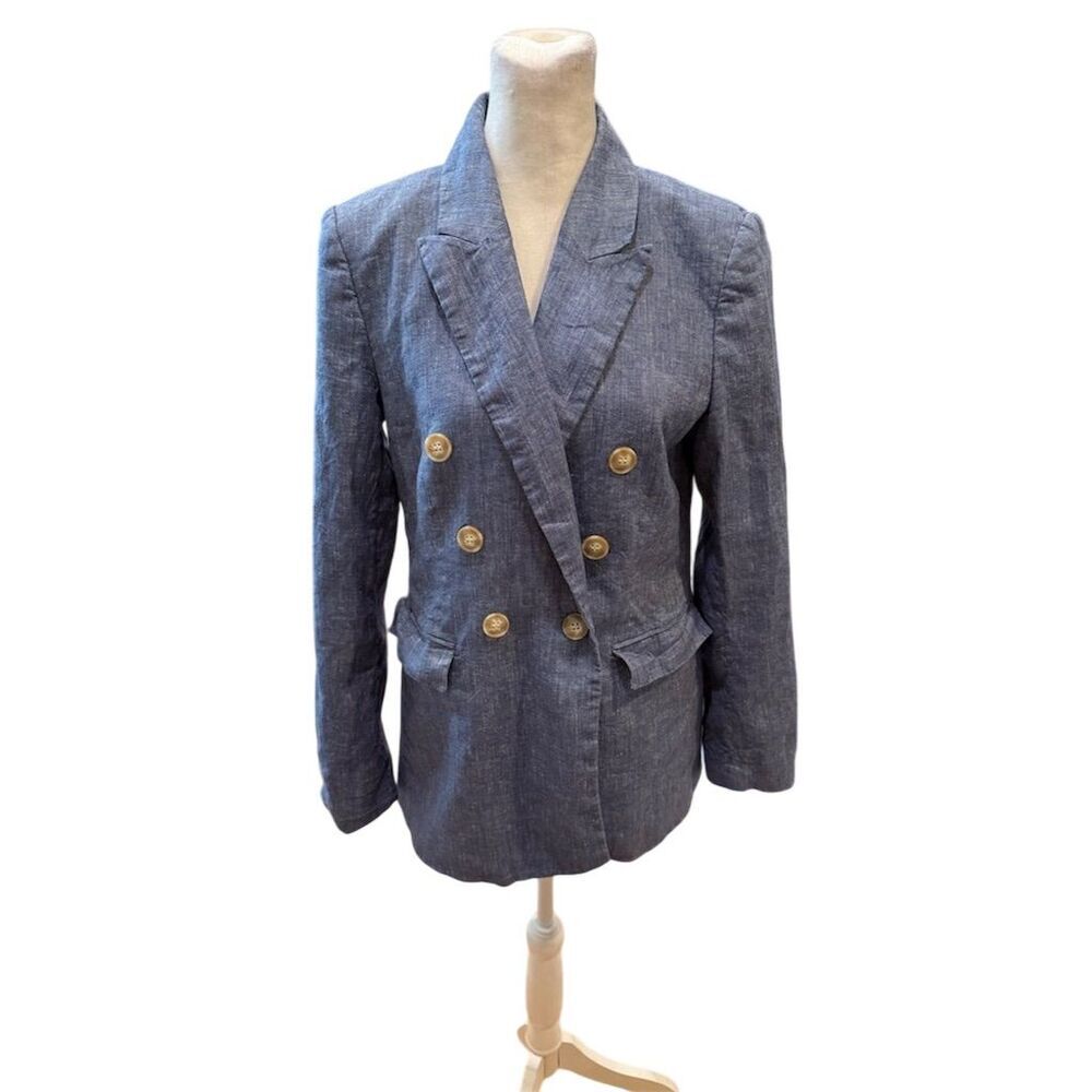 LOFT Blue Double-Breasted Blazer